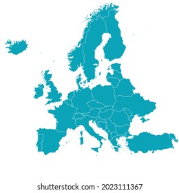 Karte von Europa. Farbvektorgrafik modern. Silhouette-Karte.
