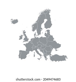 Map of Europe. Color vector modern. Silhouette map.