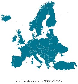 Mapa de Europa. Vector de color moderno. Mapa de silueta.