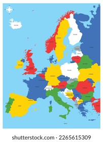 Map of Europe, containging 44 countries