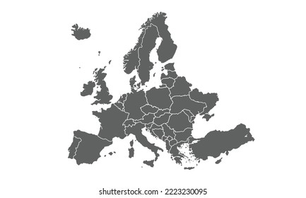 Mapa de Europa Continente aislado en fondo blanco.