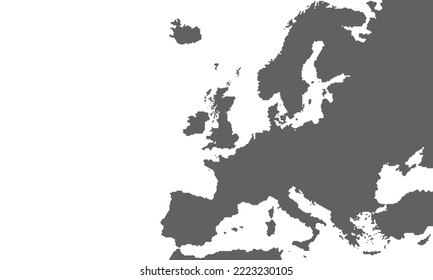 Map of Europe Continent isolated on white background.
