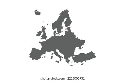 Map of Europe Continent isolated on white background.