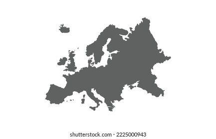 Map of Europe Continent isolated on white background.