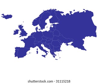 Mapa de Europa con países delineado
