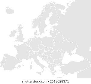 Mapa da Europa com os países. Mapa estilizado da Europa em estilo moderno minimalista.