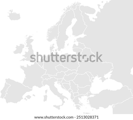 Map of Europe with countries. Stylized map of Europe in minimalistic modern style.