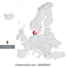 Map Of Europe. Denmark