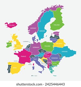 map of Europe. map of European countries.