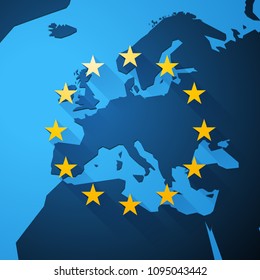 Map of Europe with European Union stars