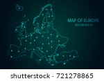Map of Europe - With glowing point and lines scales on The dark gradient background, 3D mesh polygonal network connections.Vector illustration Eps 10.