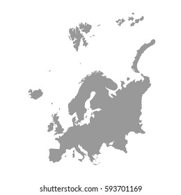 Map of Europe in gray on a white background