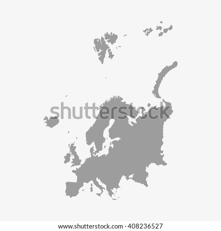 Map  of Europe in gray on a white background