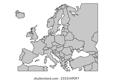 Mapa da Europa em escala de cinza, isolado em branco background.for layouts de site,background,Travel worldwide,earth geography, policy,reports.