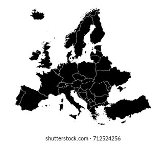 Map of Europe - High detailed black map on white background. Abstract design vector illustration eps 10.