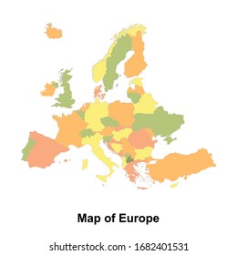 Map of Europe isolated vector illustration