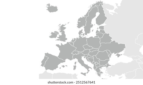 Mapa da Europa. Silhueta de mapa de grande parede da europa.