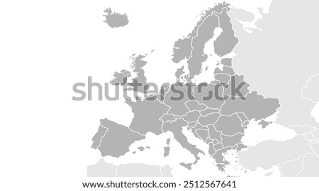 Map of Europe. Large wall europe map silhouette.