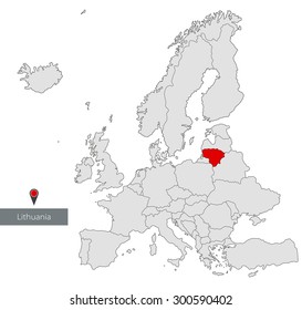 Map Of Europe. Lithuania