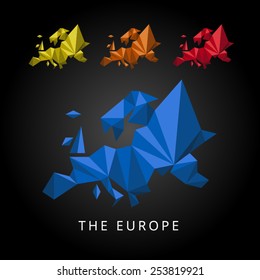 Map of europe in low poly design style