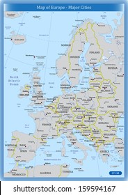 Map of Europe - Major Cities