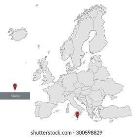 Map Of Europe. Malta