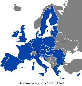 Map of Europe with marked EU members