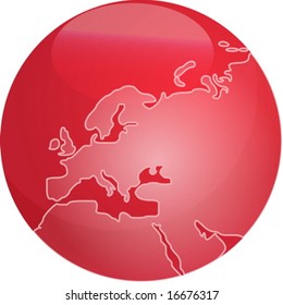 Map of Europe on a glossy sphere