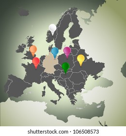 Map of Europe with Pointers