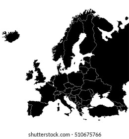 The Map Of Europe. Political vector map of Europe with national borders.