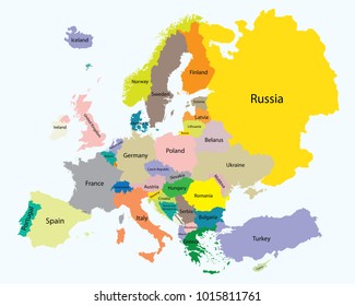 Map of Europe , the proportion of each country perfectly