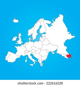 A Map of Europe with a selected country ofAzerbaijan