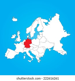A Map of Europe with a selected country ofGermany