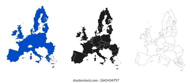 Map of Europe set with division of country, European Union