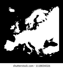 Map of Europe silhouette design isolate on black