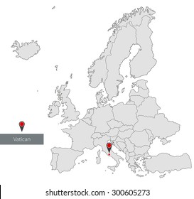 Map Of Europe. Vatican