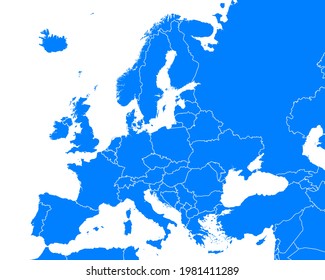 Map of Europe as vector illustration