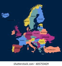 Map of Europe. Vector illustration.