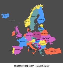 Map of Europe. Vector illustration.