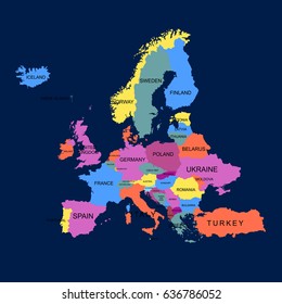 Map of Europe. Vector illustration .