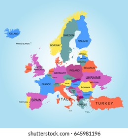 Map of Europe. Vector illustration .