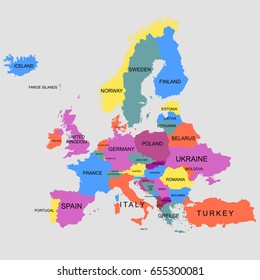 Map of Europe. Vector illustration .