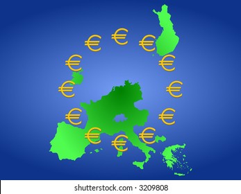 map of european countries that use the euro