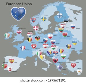 Map of european countries. vector design illustration 