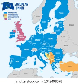 Map of the European Union in english language