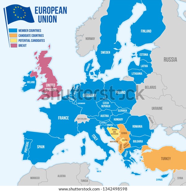 Map European Union English Language Stock Vector (Royalty Free) 1342498598