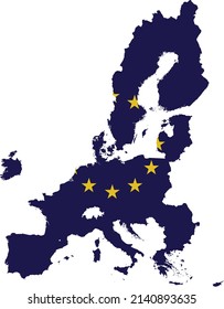 Map of European Union with European Union flag
