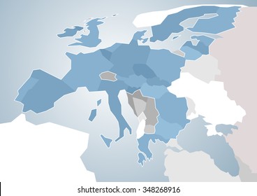 Map of European Union with a focus on the southern part.