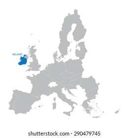 map of European Union with indication of Ireland