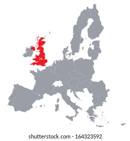 map of European Union with the indication of United Kingdom